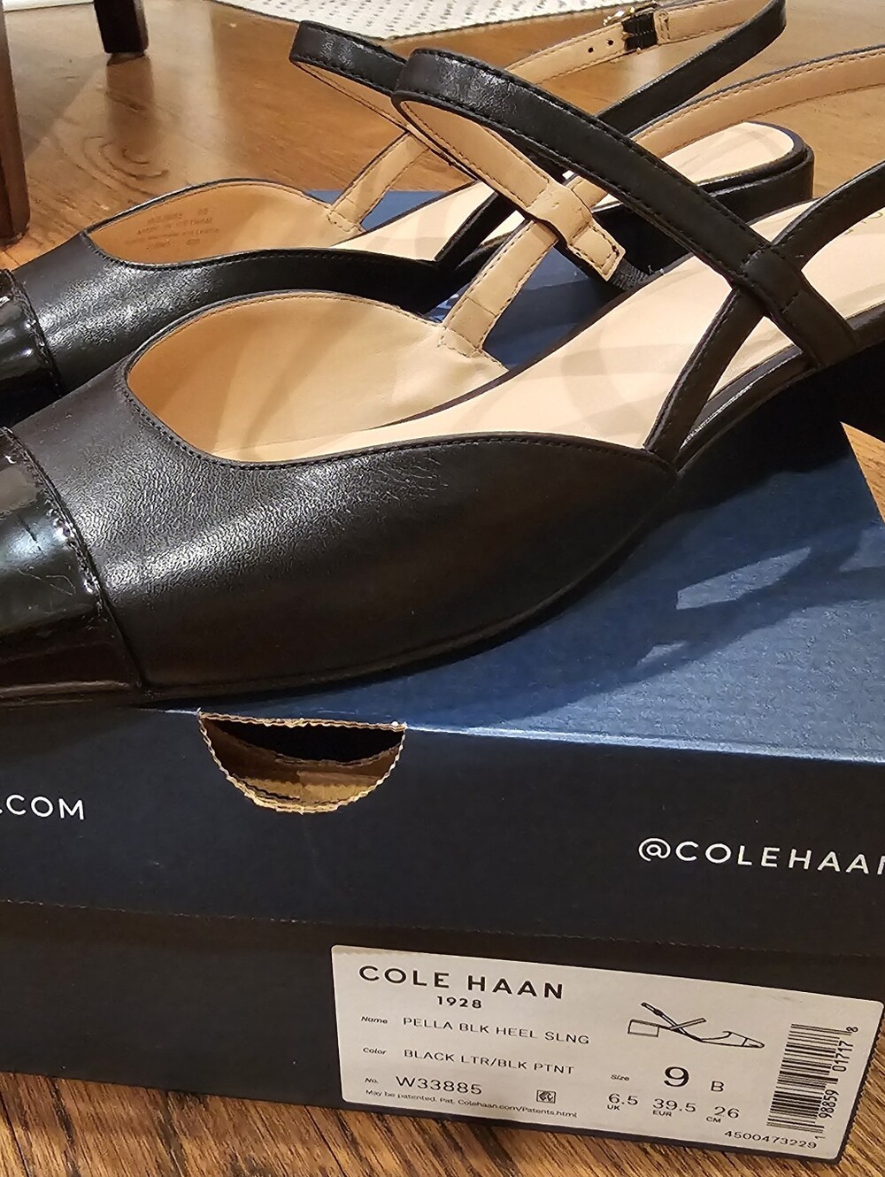 Cole Haan Black Leather Slingback Heels